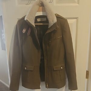 Men's Brown Jacket with Shearling Collar